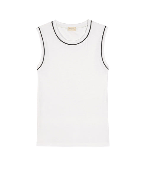 The Baby Rib Contrast Tank - Powder / Navy